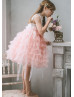 Soft Pink Tulle Ruffle Flower Girl Dress